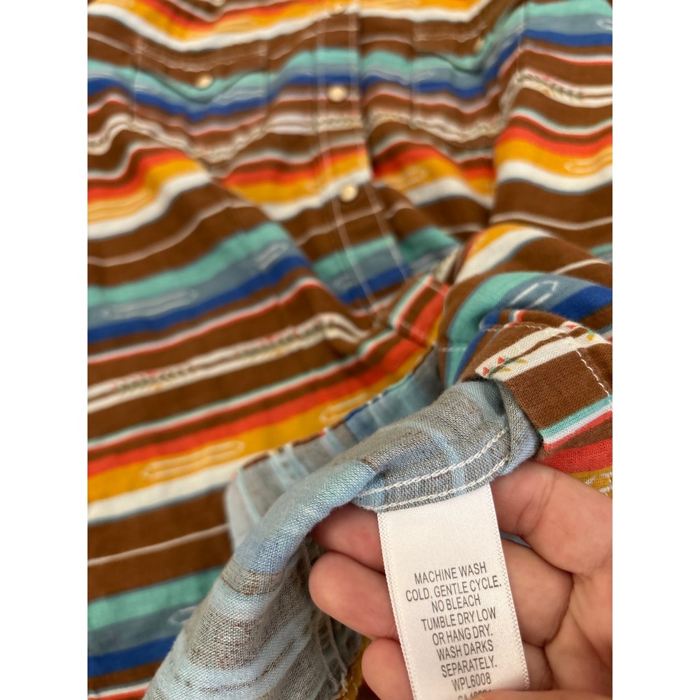 Panhandle Rough Stock Womens Western Snap Shirt Striped Southwestern R4S7580 M - Picture 5 of 5